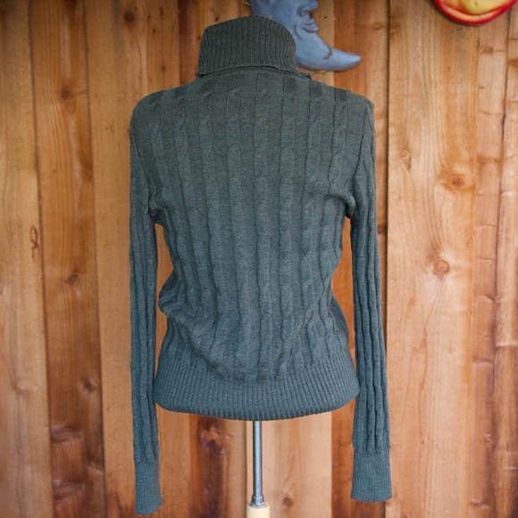 Vintage Laura Ashley 100% Wool Green Knitted Turtleneck Sweater Woman's Size M - Picture 11 of 16